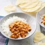 Chana masala with basmati rice.