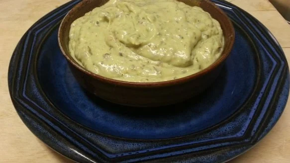 Final Halal Vegan Avocado Dip plated and ready to serve - Halal recipe